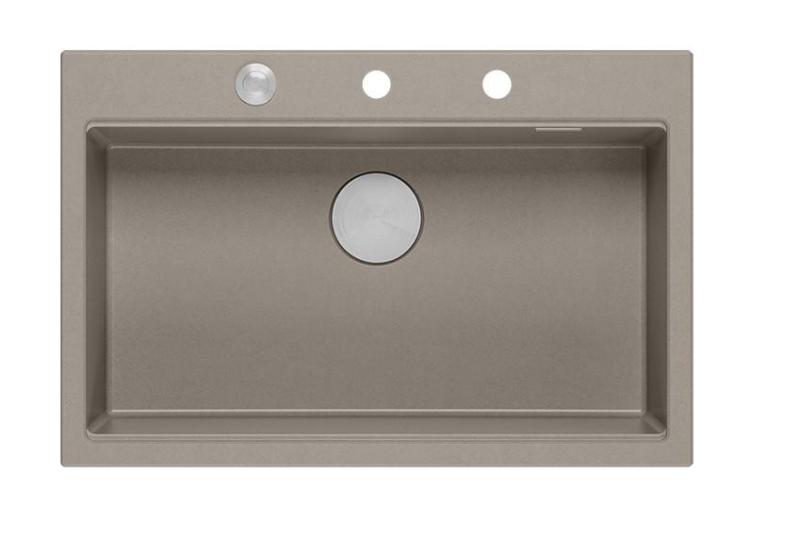 Quadri Hard Rock taupe granitna nadgradna velika pomivalna korita 76x50cm, vključno z inox čepom in dodatki 1208967270