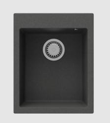 GraniteMy granieten spoelbak Bremen 40x50 cm zwart, voor opbouw, onderbouw en vlakbouw, met kraangatbank en roestvrijstalen plug 1208967278