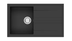 GraniteMy Vesi granitni nadgradni črni umivalnik 86x50cm z odcejanjem, preobratno s kovinskim zamaškom 1208967279