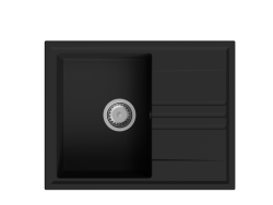 GraniteMy Vesi granitna nadgradna črna pomivalna korita 64x50cm z odcejevalnikom, reverzibilna z rvs čepom 1208967280