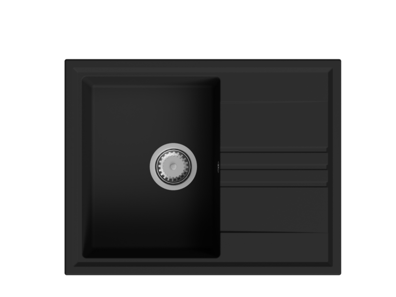 GraniteMy Vesi granitna nadgradna črna pomivalna korita 64x50cm z odcejevalnikom, reverzibilna z rvs čepom 1208967280