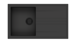GraniteMy Vesi granitna črna nadgradna pomivalna korita 86x50cm z odcejevalnikom, obrnljiva, s črnim čepom 1208967288