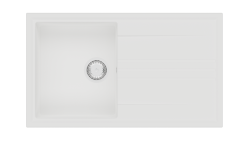 GraniteMy Vesi granitni nadgradni beli umivalnik 86x50cm z odcejevalnikom, reverzibilnim z nerjavečim čepom 1208967291