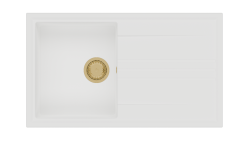 GraniteMy Vesi granitni nadgradni bel umivalnik 86x50cm z odcejevalnikom, preobratno z zlatim čepom 1208967293