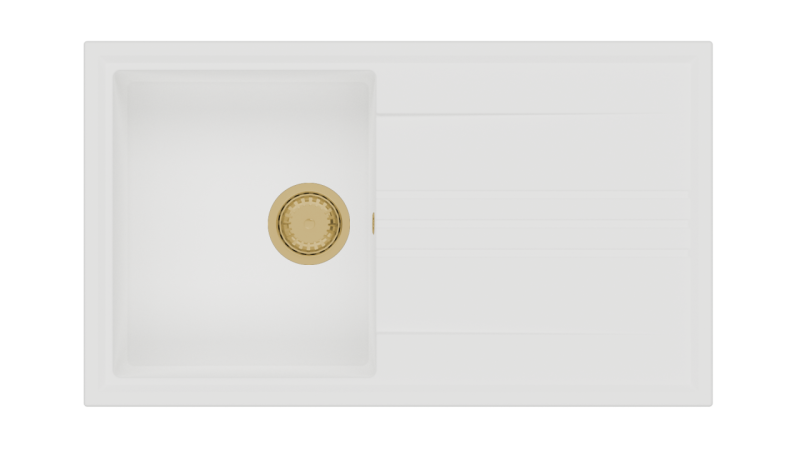 GraniteMy Vesi granitni nadgradni bel umivalnik 86x50cm z odcejevalnikom, preobratno z zlatim čepom 1208967293