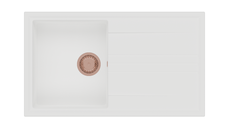 GraniteMy Vesi granitni nadgradni beli umivalnik 86x50cm z odcejalnikom, reverzibilnim s bakrenim čepom 1208967294