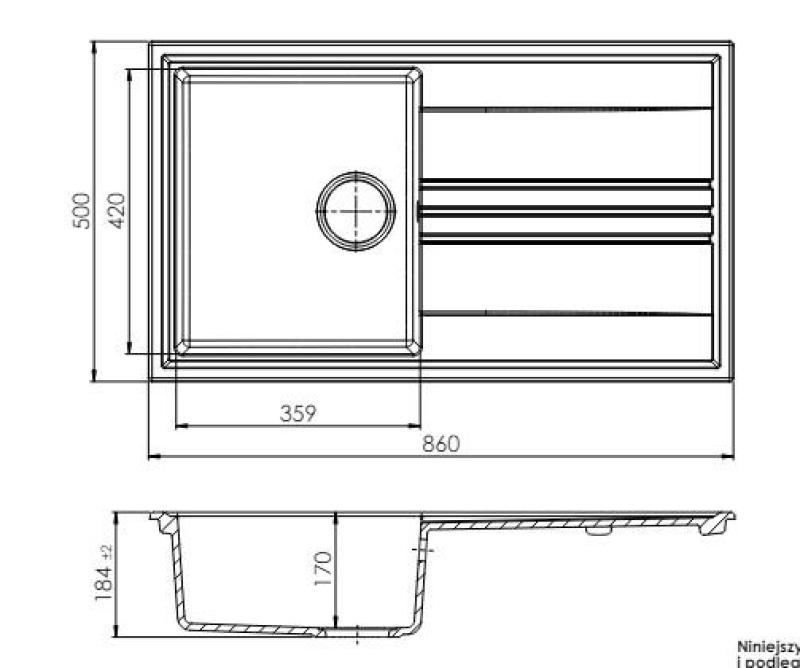 GraniteMy Vesi granitni nadgradni beli umivalnik 86x50cm z odcejalnikom, reverzibilnim s bakrenim čepom 1208967294