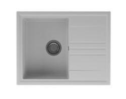 GraniteMy Vesi granitna nadgradna bela pomivalna korita 64x50 cm z odcejalnikom, obojestranska, z nerjavečim čepom 1208967298