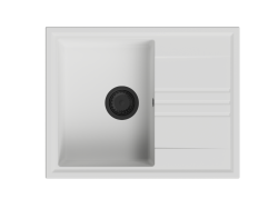 GraniteMy Vesi granitni nadgradni bel umivalnik 64x50cm z odcejevalnikom, reverzibilno, s črnim čepom 1208967299