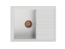GraniteMy Vesi granitni nadgradni beli umivalnik 64x50cm z odcejalnikom, preobrnjen z bakreno vtičnico 1208967301