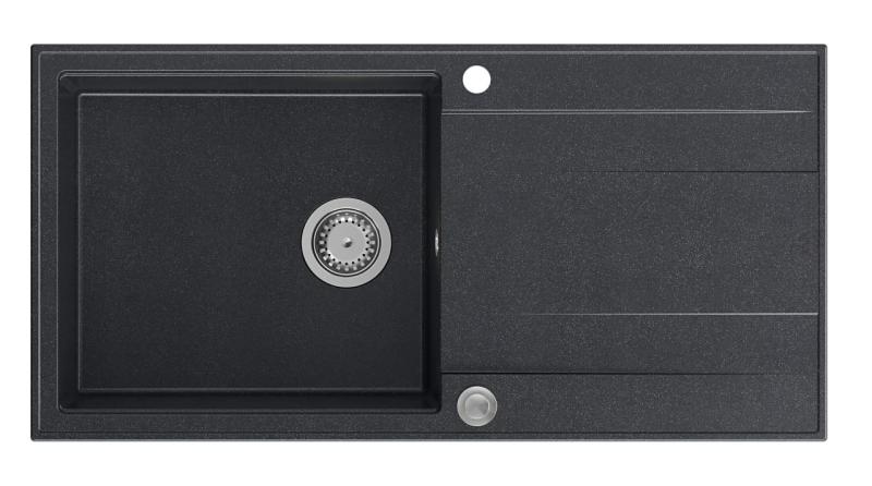 Quadri Luton antracitni granitni nadgradni pomivalnik s odcejalnikom, obojestranski, 100x50 cm, z inox čepom 1208967320