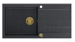 Quadri Luton antracitni granitni nadgradni umivalnik z odcejevalno površino, obrnljiv 100x50cm z zlatim čepom 1208967322