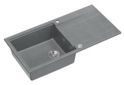 Quadri Luton sivo granitno nadgradno pomivalno korito z odcejalno površino, obojestransko, 100x50cm z inox čepom 1208967323