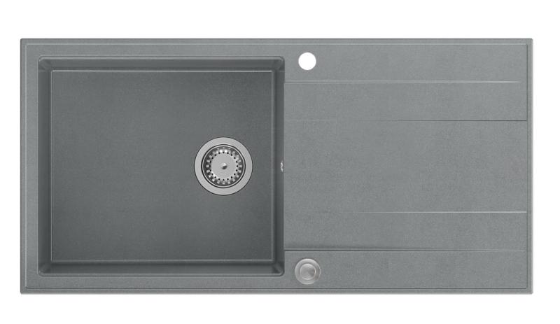 Quadri Luton sivo granitno nadgradno pomivalno korito z odcejalno površino, obojestransko, 100x50cm z inox čepom 1208967323