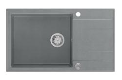 Quadri Luton siva granitna velika nadgradna pomivalno korito z odcejalnikom, obojestranska 86x50cm z nerjavečo jekleno čepko 1208967330
