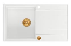 Quadri Luton bela granitna nadgradna pomivalno korito z odcejalnikom, reverzibilna 86x50 cm s bakreno zaporko 1208967339.