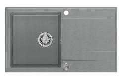 Quadri Luton siva granitna nadgradna pomivalna korita z odcejalno površino, obojestranska, 86x50 cm z nerjavečo jekleno izlivno odprtino 1208967340