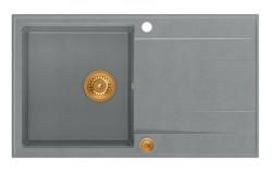 Quadri Luton siva granitna vgradna pomivalna korita z odcejalno površino, obojestranska, 86x50 cm, z bakrenim čepom 1208967342