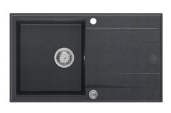 Quadri Luton antracitno granitno nadgradno korito z odkapno površino, obojestransko 86 x 50 cm, z nerjavečim pokrovom 1208967343