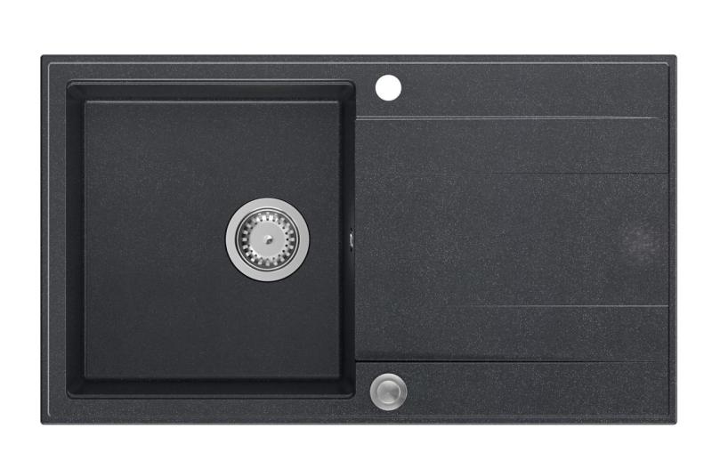 Quadri Luton antracitno granitno nadgradno korito z odkapno površino, obojestransko 86 x 50 cm, z nerjavečim pokrovom 1208967343