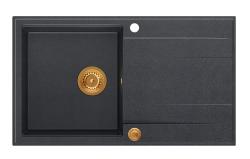 Quadri Luton antracitni granitni nadgradni pomivalnik z odcejalnikom, reverzibilen, 86x50 cm, z bakreno zaporko 1208967345