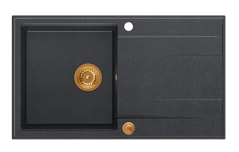 Quadri Luton antracitni granitni nadgradni pomivalnik z odcejalnikom, reverzibilen, 86x50 cm, z bakreno zaporko 1208967345