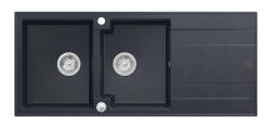 Quadri Luton vgradni dvojni granitni pomivalnik antracit z odcejalnikom 116x50 cm z inox čepom 1208967363