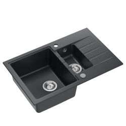 Quadri Cardigan antracit 1,5 granitna nadgradna pomivalna korita z odcejalnikom, obojestranska 78x50 cm 1208967381