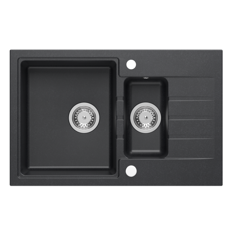 Quadri Cardigan antracit 1,5 granitna nadgradna pomivalna korita z odcejalnikom, obojestranska 78x50 cm 1208967381