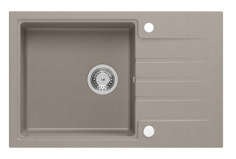 Quadri vest taupe granieten inbouwspoelbak met afdruipvlak omkeerbaar 78x50cm 1208967384