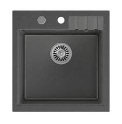 Quadri Cardigan antracit granit vgradni umivalnik 50x52 cm z odprtino za pipo 1208967394