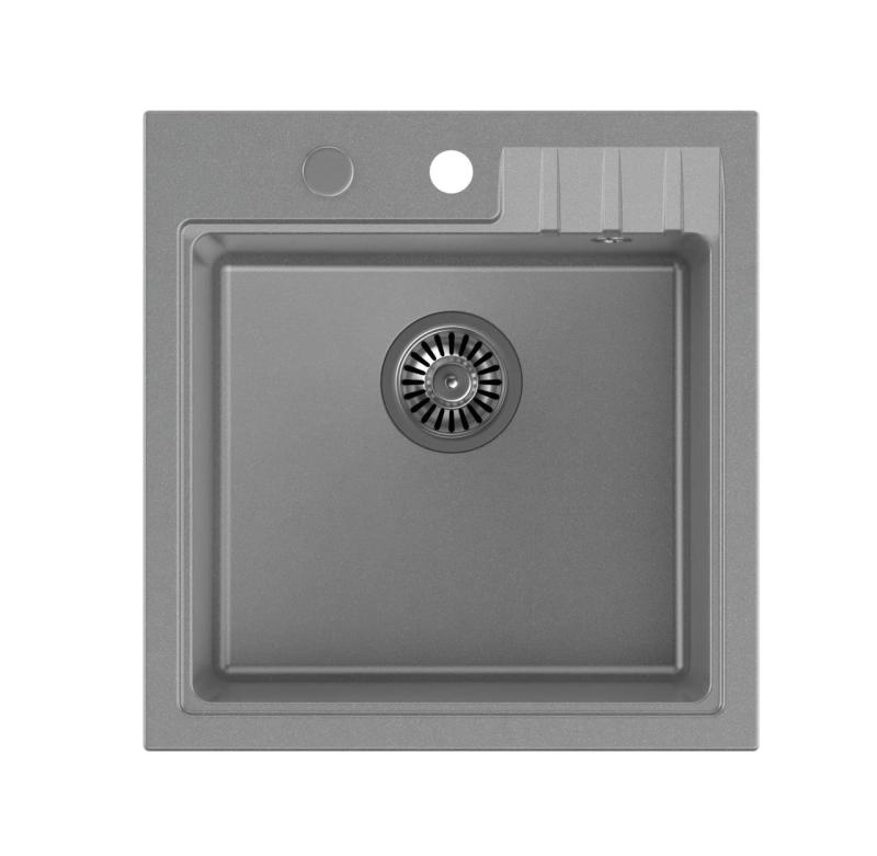 Quadri Cardigan siva granitna vgradna pomivalno korito 50x52cm z odprtino za pipo 1208967395