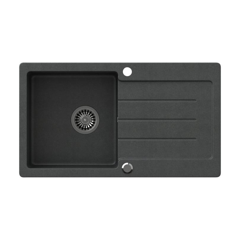 Quadri Kendal antracitni granitni pomivalno korito z odcejalnim delom 77x44cm obojestransko 1208967397
