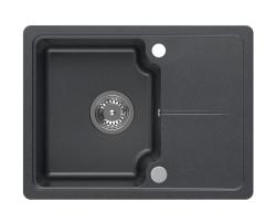 Quadri Kendal antraciet granieten spoelbak 58x44 cm met afdruipgedeelte 1208967403