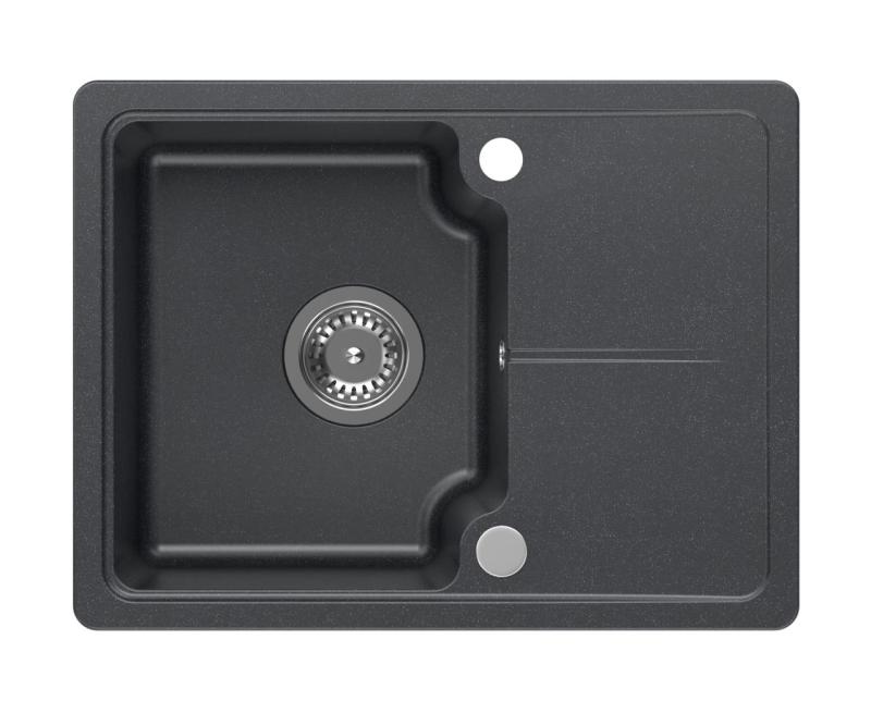 Quadri Kendal antraciet granieten spoelbak 58x44 cm met afdruipgedeelte 1208967403
