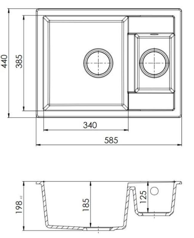 GraniteMy Smart ekstra plitka 1,5 granitna nadgradna bela pomivalno korito 58x44cm 1208967418