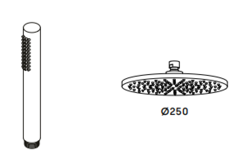 Waterevolution Flow tuš kombinacija z deževno prho mat črna 250mm T141N25PR