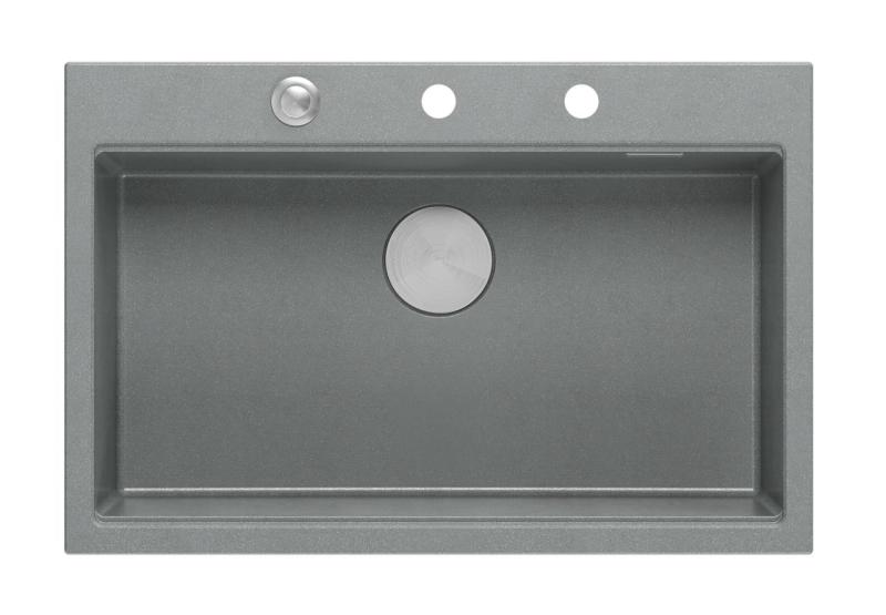 Quadri Hard Rock siva granitna vgradna velika pomivalna korita 76x50 cm, vključno z nerjavečim jeklom čepom in dodatki 1208967430