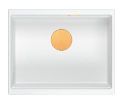 Quadri Newport II bela granitna vgradna pomivalno korito bela 560x450mm s bakrenim zamaškom 1208967452