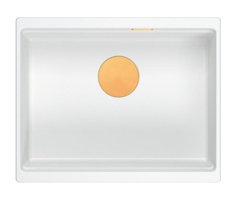 Quadri Newport II bela granitna vgradna pomivalno korito bela 560x450mm s bakrenim zamaškom 1208967452