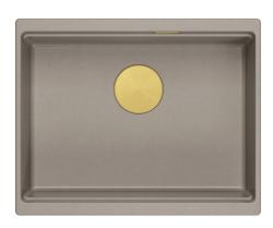 Quadri Newport II granit podvgradni taupe pomivalno korito 560x450mm z zlato čepko in odtočnim pokrovčkom 1208967454