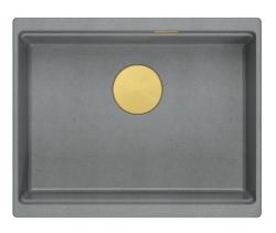 Quadri Newport II granit vgradno sivo pomivalno korito 560x450mm z zlato vtikačem in odtočnim pokrovom 1208967457