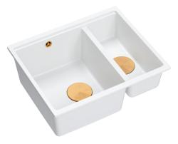 Quadri Newport II bela 1,5 pomivalno korito granit nadpultno in podpultno pomivalno korito 555x460mm s bakrenim čepom 1208967463