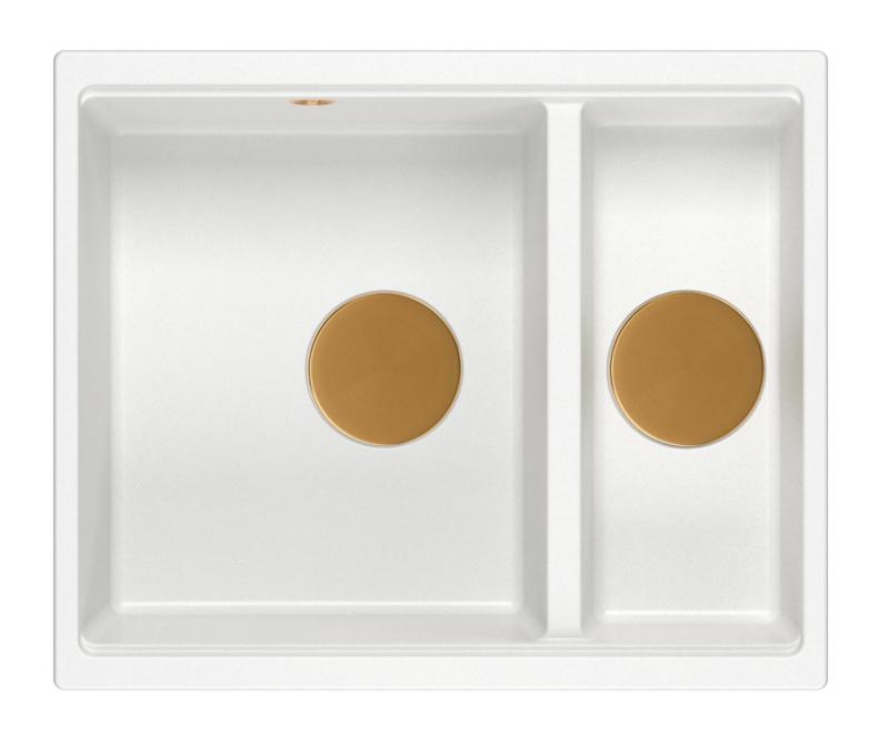 Quadri Newport II bela 1,5 pomivalno korito granit nadpultno in podpultno pomivalno korito 555x460mm s bakrenim čepom 1208967463