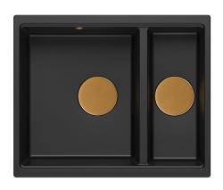 Quadri Newport II črna 1,5 pomivalno korito granit nadgradno in vgradno pomivalno korito 555x460mm s bakrenim čepom 1208967465