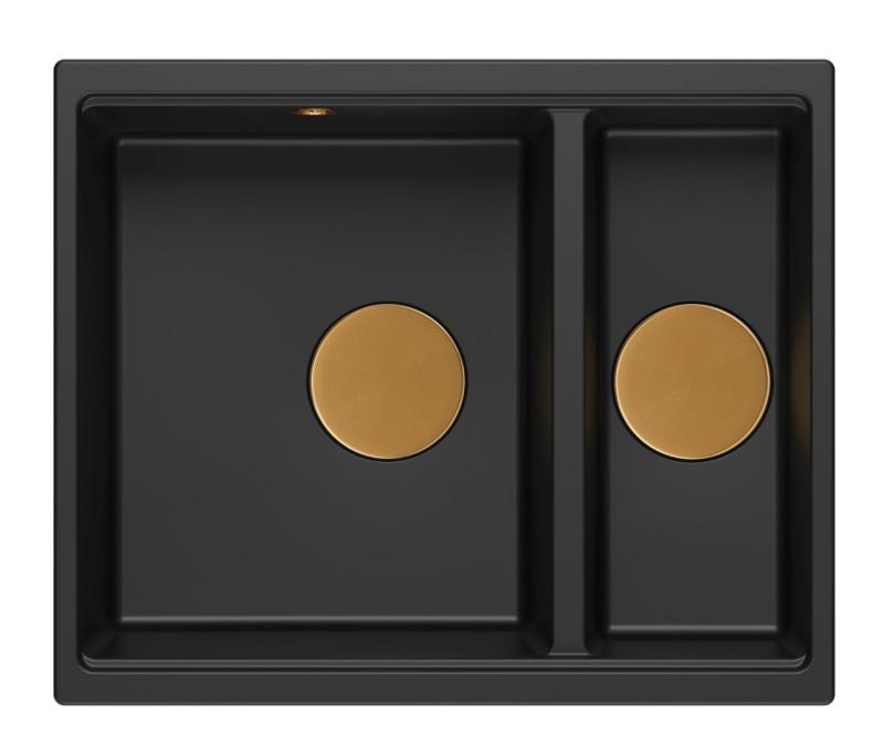 Quadri Newport II črna 1,5 pomivalno korito granit nadgradno in vgradno pomivalno korito 555x460mm s bakrenim čepom 1208967465