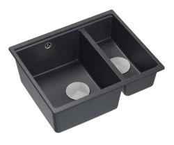 Quadri Newport II antracit 1,5 pomivalno korito granit nadgradnja in podgradnja pomivalno korito 555x460mm z inox čepom 1208967472