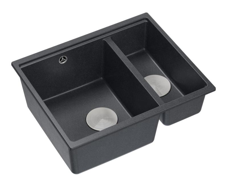 Quadri Newport II antracit 1,5 pomivalno korito granit nadgradnja in podgradnja pomivalno korito 555x460mm z inox čepom 1208967472