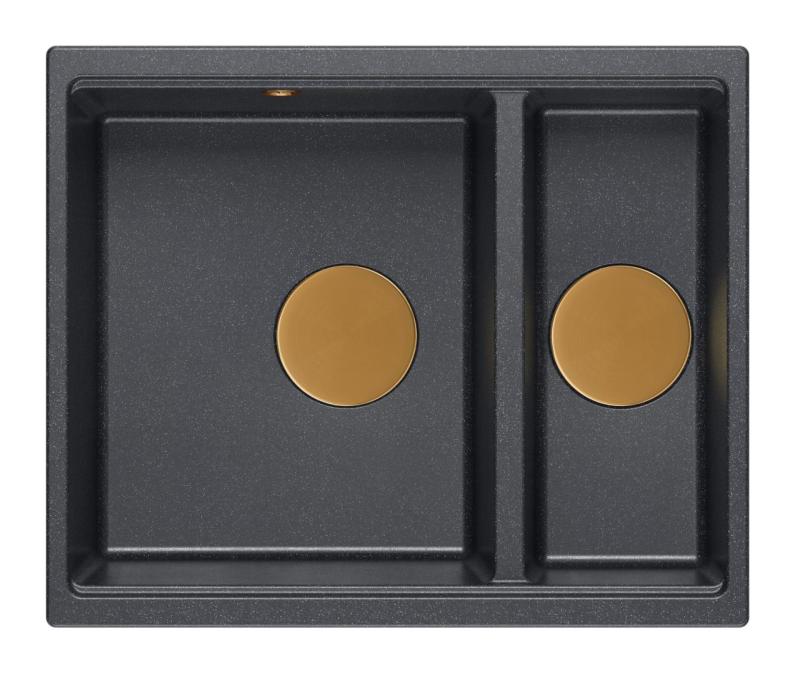 Quadri Newport II antracit 1,5 pomivalno korito granit nadgradno in vgradno pomivalno korito 555x460mm s kovinskim čepom 1208967474