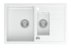 Quadri Brenton bela granitna nadgradna 1,5 pomivalna korita z odcejalnikom 78x50cm z nerjavečim jeklenim čepom 1208967491